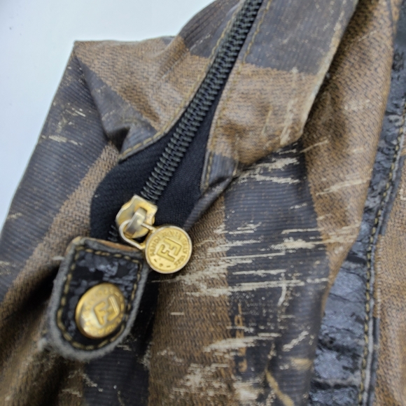 Fendi authentic coated canvas tobacco stripe EXTREME WEAR bag - Picture 12 of 15